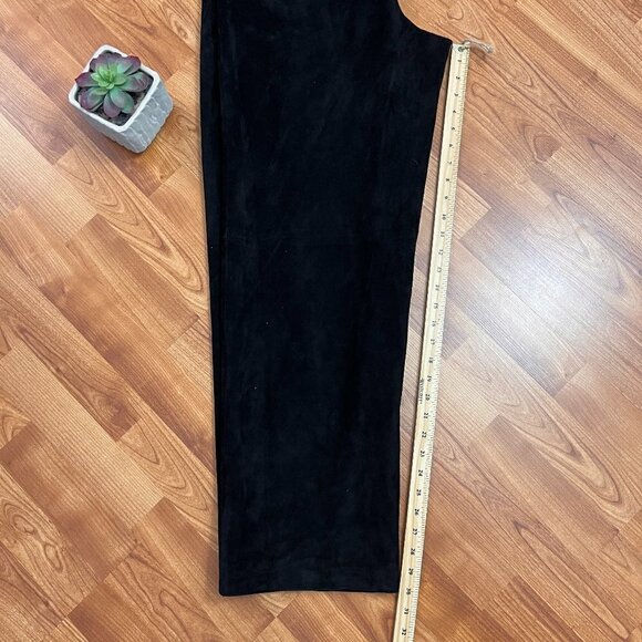 Vintage Eaton 1 Genuine Suede Pants Pleated Front Sz 10 14 Black - Picture 9 of 10